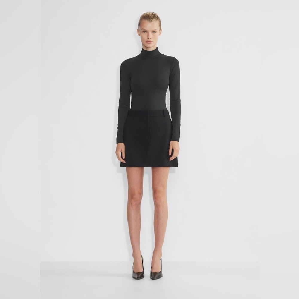 Classic Black Long-Sleeve Mock Neck Top